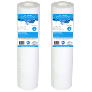 Sediment Water Filter Cartridge 10 x 2.5 2 Pack - 5 Micron Undersink Poly Spun 5uM