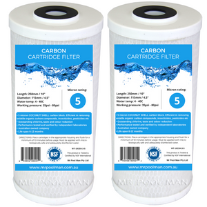 Carbon Water Filter Cartridge 10 x 4.5 2 Pack 5 Micron 100% COCONUT