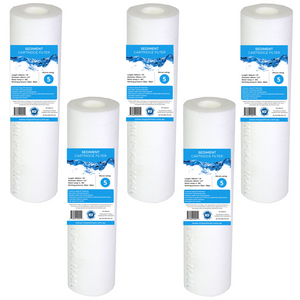 Sediment Water Filter Cartridge 10 x 2.5 5 Pack - 5 Micron Undersink Poly Spun 5uM