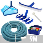 Pool Handover Kit - 9m Hose Vacuum Head Brush Leaf Rake Test Kit Thermo