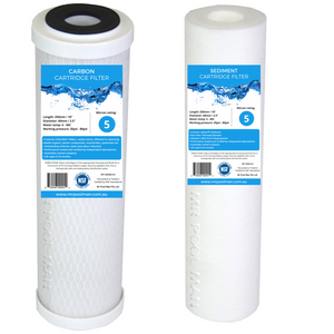 Water Filter Cartridge Pack 10 x 2.5 - 5 Micron Undersink Sediment + Carbon