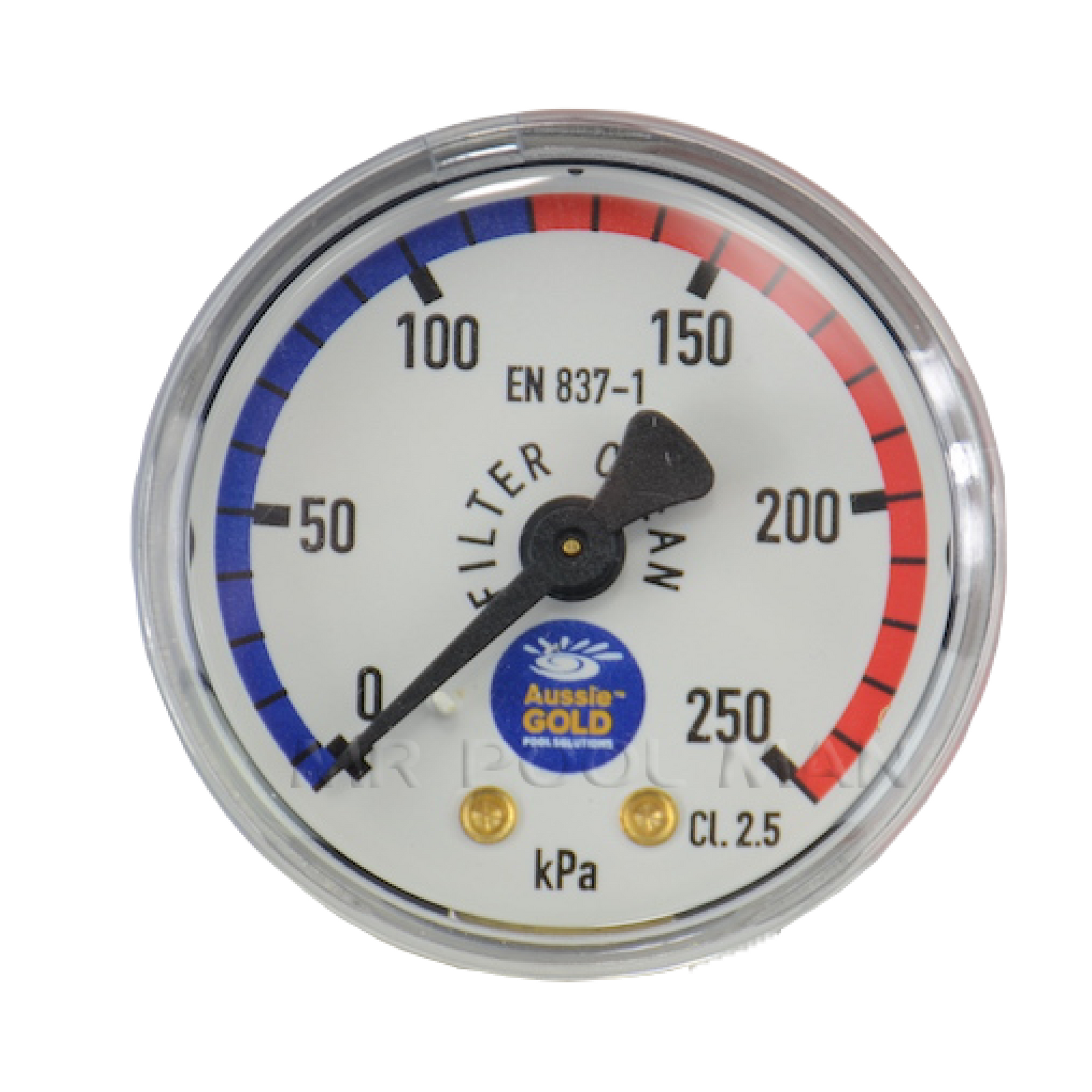 Aussie Gold Pressure Gauge Stainless Steel Rear Mount - Pool Spa Spare