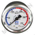 Aussie Gold Pressure Gauge Liquid Oil Stainless Steel Rear Mount - Pool Spa