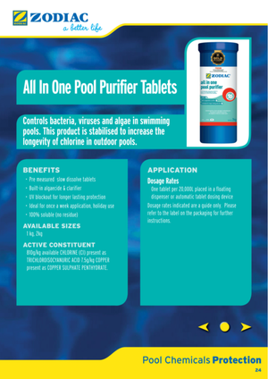 Zodiac All In One Purifier Tablets 1KG - Shock Clarifier Stabiliser Chemical