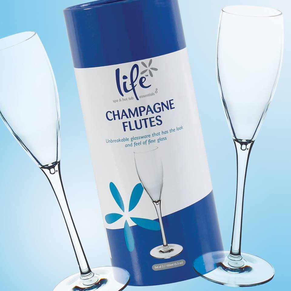 Life Champagne Flutes - Unbreakable Tritan Wine Drinking Glass Pool Spa